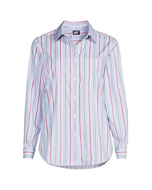 Lands' End Blue Cooling Button Front Shirt