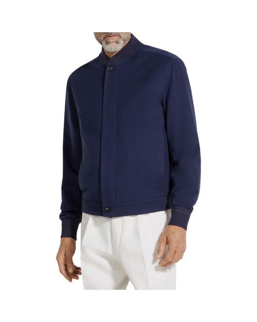 Zegna Blue Water Repellent Elements Oasi Cashmere Bomber Jacket for men
