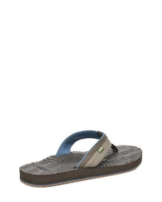 Sanuk Gray Ziggy Plush Flip Flop for men