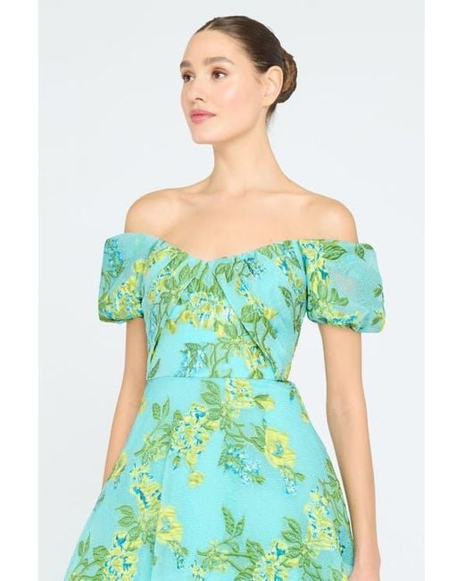 THEIA Alanis Off Shoulder Dress in Green | Lyst