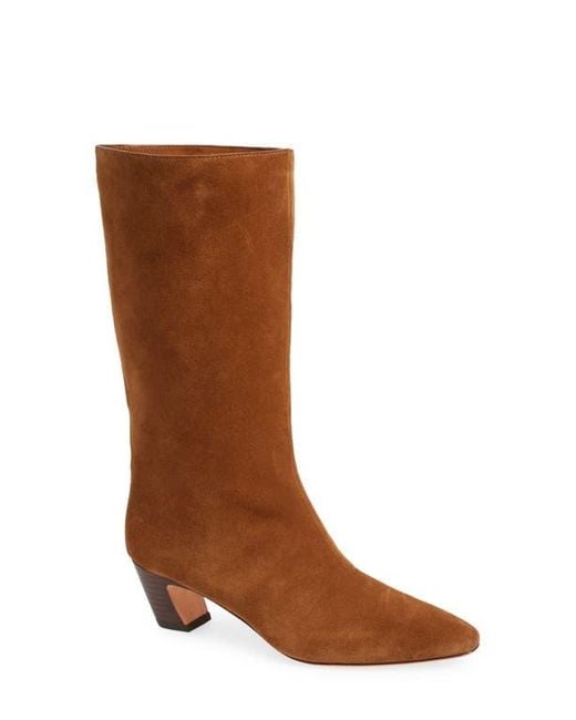 Loeffler Randall Brown Square Toe Stacked Heel Booties