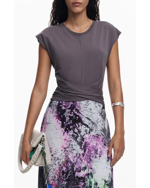 Desigual Purple Short Sleeve A-Line Dress