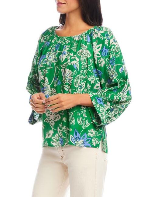 Karen Kane Green Floral Print Crepe Top