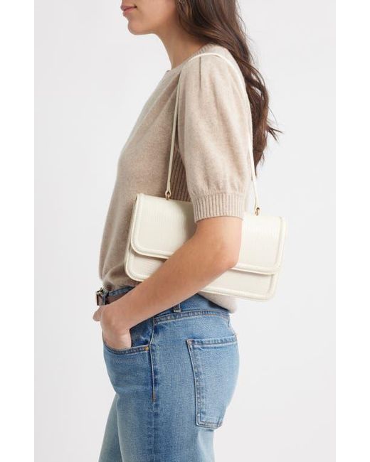 Sam Edelman Natural Loraine Flap Embossed Faux Leather Shoulder Bag