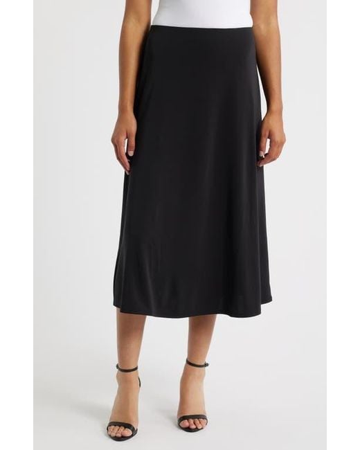 NIC+ZOE Black Crepe Midi Slip Skirt