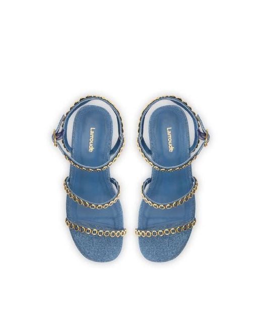 Larroude Blue Gio Milanina Flatform Sandal