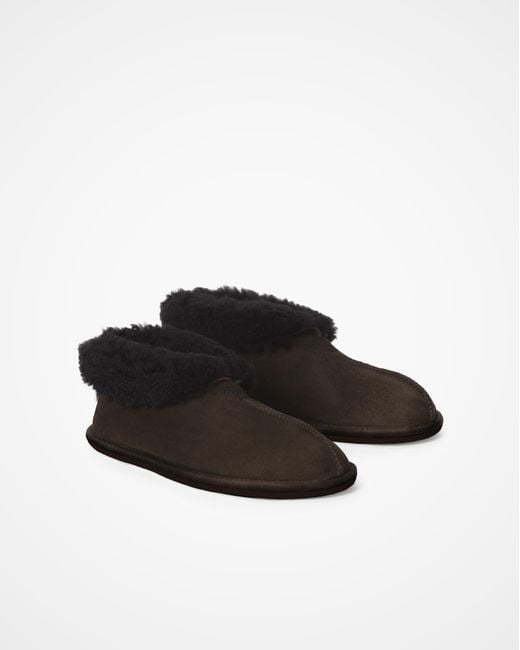 Celtic & Co. Black British Shearling Bootee Slippers for men