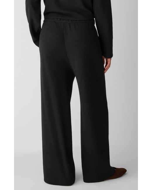 Eileen Fisher Black Organic Cotton Blend Ankle Wide Leg Drawstring Pants