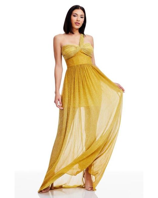 Dress the Population Yellow Idalia Metalllic Ombré One-Shoulder Gown
