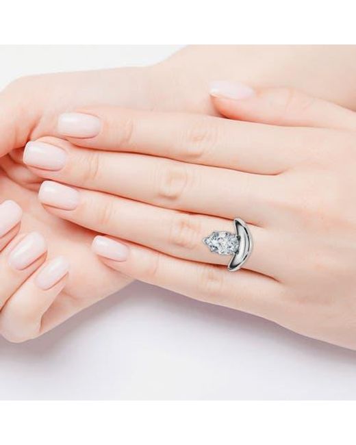 Bliss Diamond Metallic Certified 2Ct Minali Curved Pear Diamond Engagement Ring 14K/Pt Lab Grown