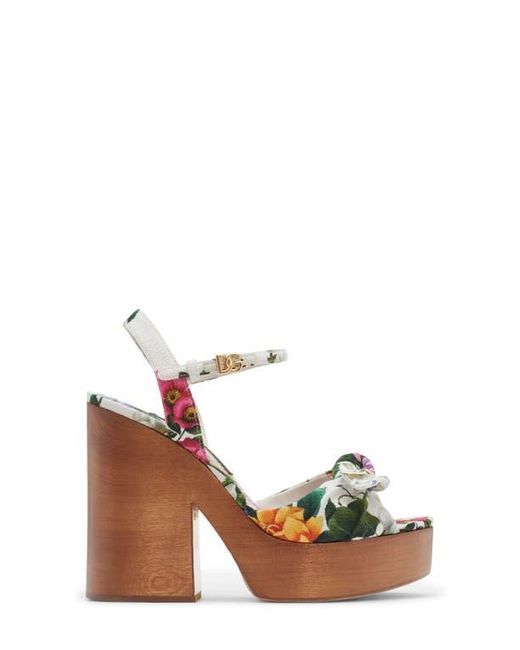 Dolce & Gabbana Multicolor Gardenia Print Platform Sandal