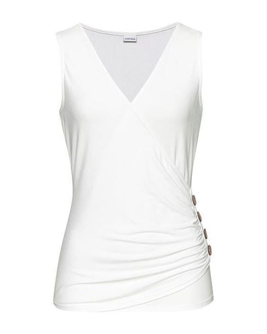 Lascana White Side Button Wrap Look Top