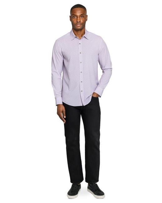 W.r.k. Purple Slim Fit Geometric Print Performance Button-Up Shirt for men