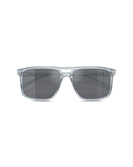 Prada Gray 58mm Rectangular Sunglasses for men