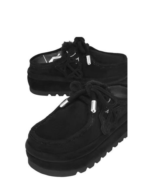 Naked Wolfe Black Blizzard Genuine Shearling Platform Clog
