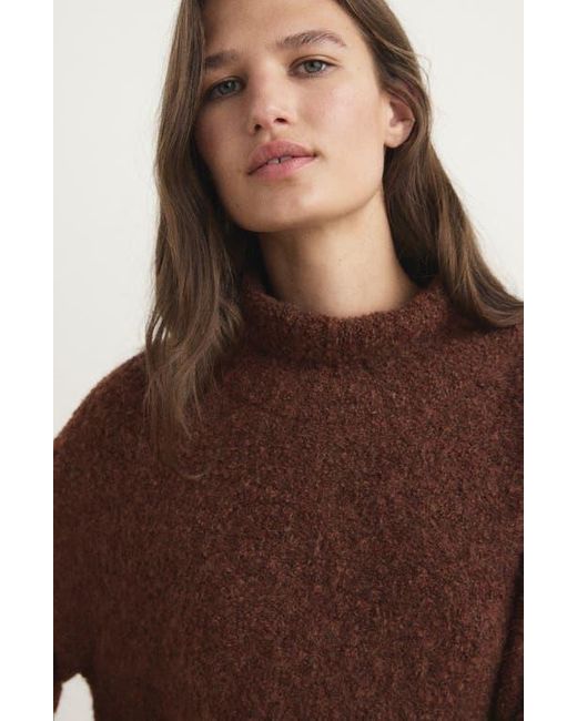 Mango Brown Bouclé Turtleneck Sweater