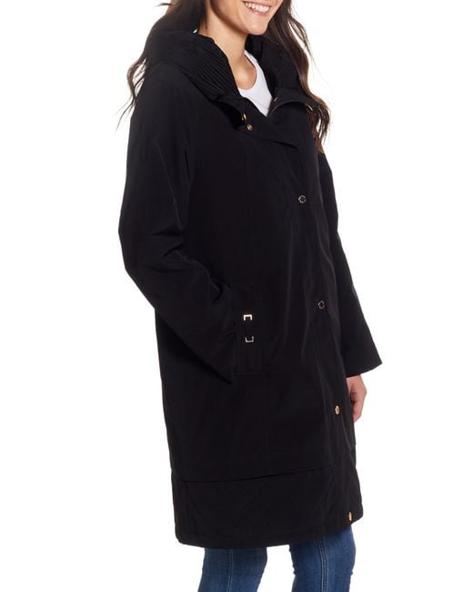 Gallery Black Water Resistant Hooded Rain Coat