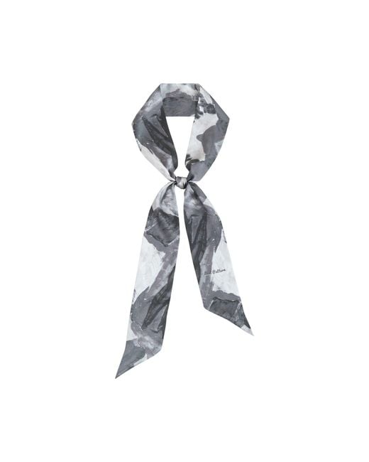 Lost Pattern Gray Himalaya Silk Neck Bow Scarf