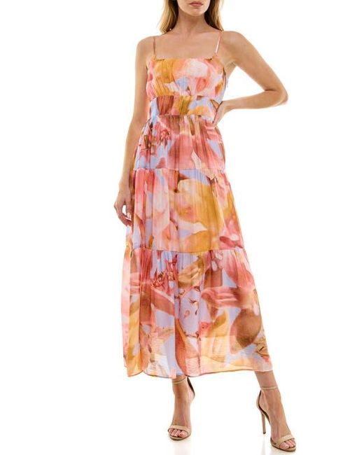 Socialite Multicolor Abstract Floral Tiered Dress