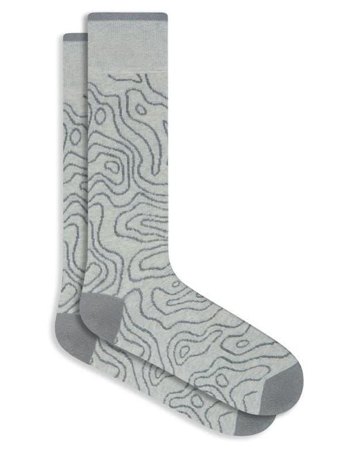 Bugatchi Gray Abstract Pattern Cotton Blend Dress Socks for men