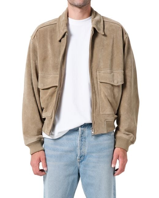 Agolde Brown Emil Suede Bomber Jacket for men