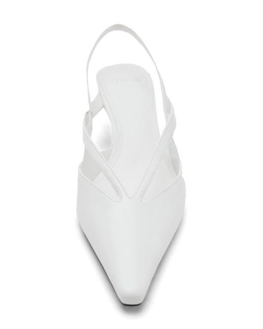Mango White Slingback Kitten Heel Pump