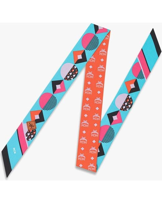 MCM Blue Monogram Print Petite Scarf