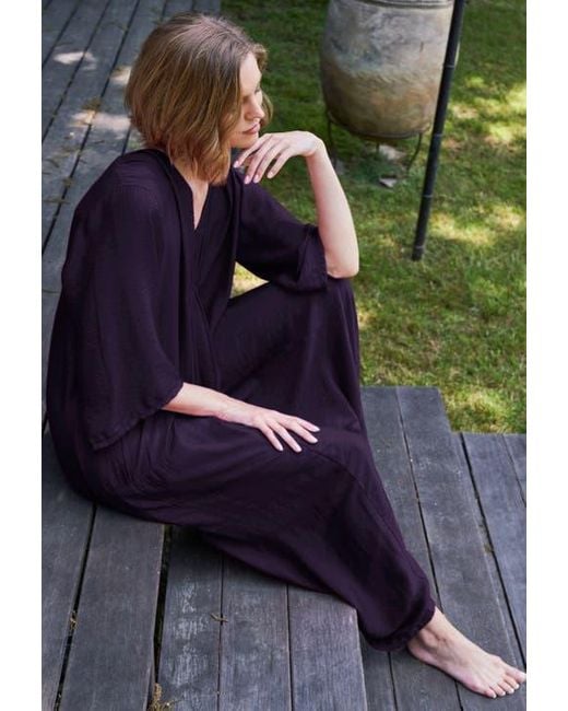 ocean + main Blue Cupro Rouched Front Caftan