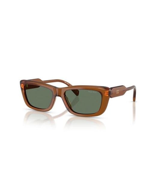 Miu Miu Green 56Mm Rectangular Sunglasses