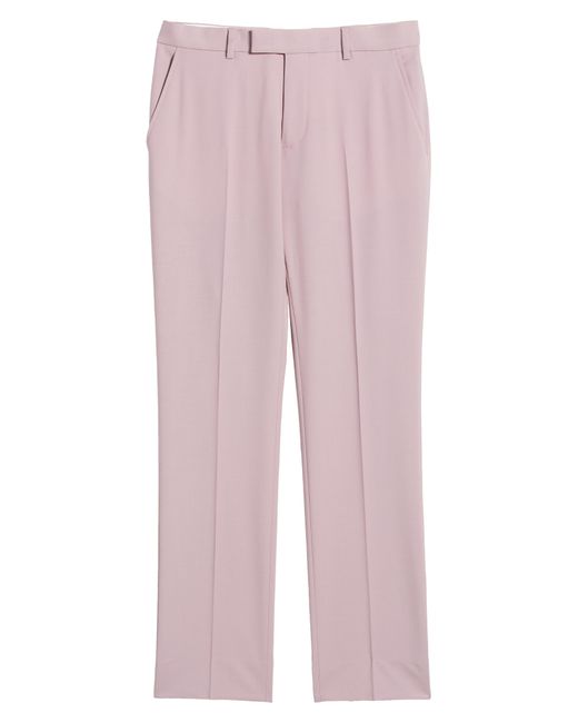 Open Edit Pink Solid Extra Trim Wool Blend Trousers for men