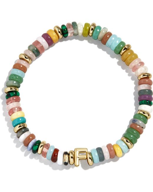BaubleBar Blue Amaris Semiprecious Initial Beaded Stretch Bracelet