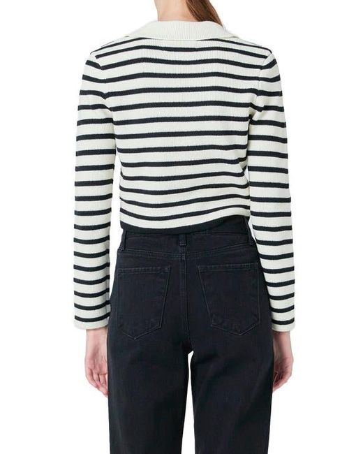Endless Rose Black Stripe Collared Sweater