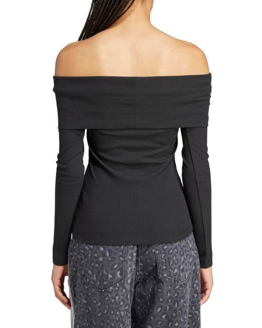 ☆Adidas☆Originals Campus 2000 Off Shoulder Tee Black adidas Originals Campus 2000 Off The Shoulder Top in Black