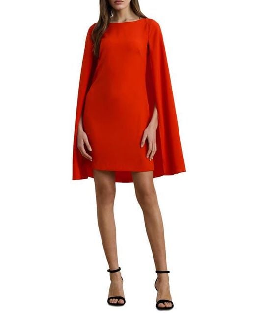 Ralph Lauren Red Capelet Georgette Cocktail Dress