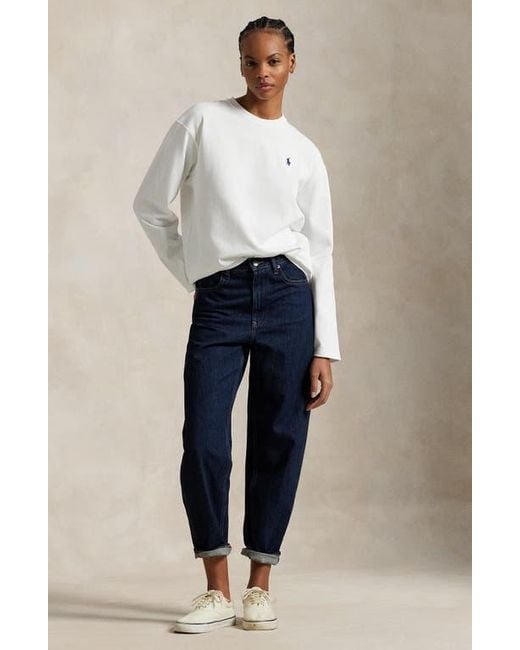 Polo Ralph Lauren White Long Sleeve Cotton Jersey T-Shirt