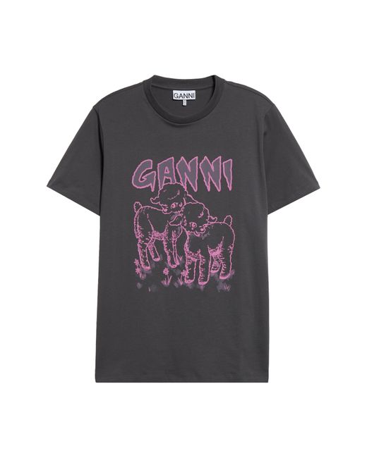 Ganni Multicolor Lambs Organic Cotton Graphic T-shirt