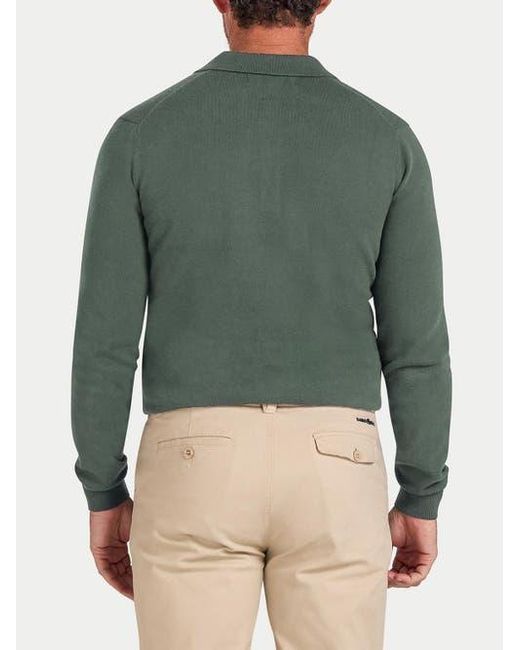 Raging Bull Green Long Sleeve Knitted Polo Shirt for men