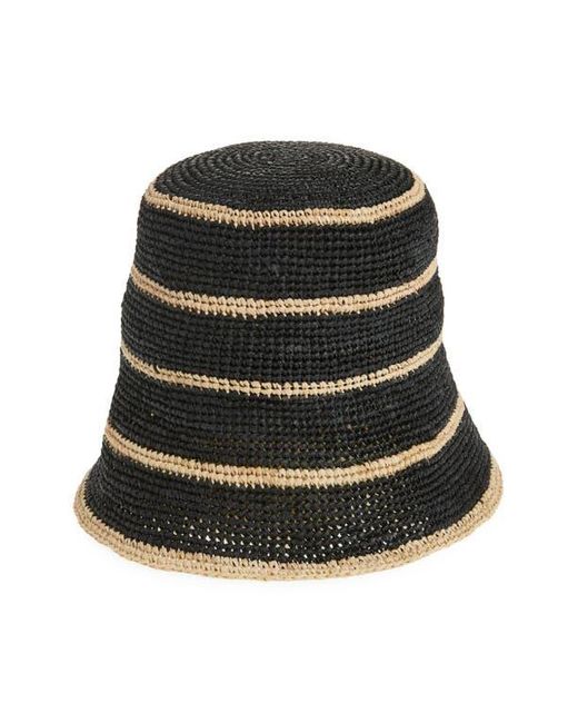 Rag & Bone Black Jade Packable Raffia Straw Bucket Hat