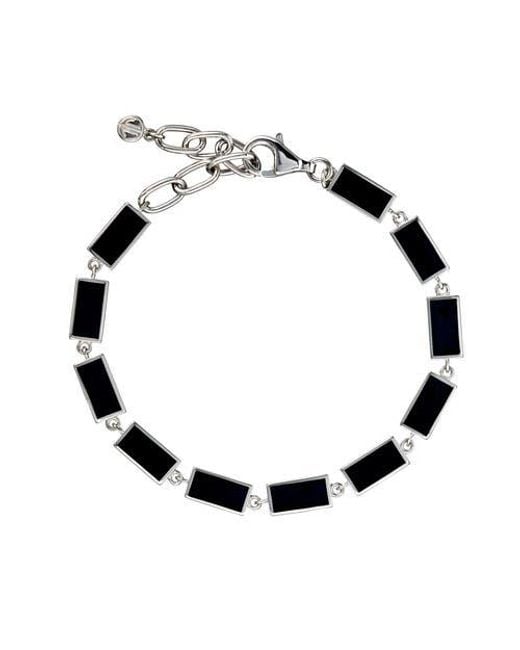 Jan Leslie Black Dash Rectangle Link Bracelet for men