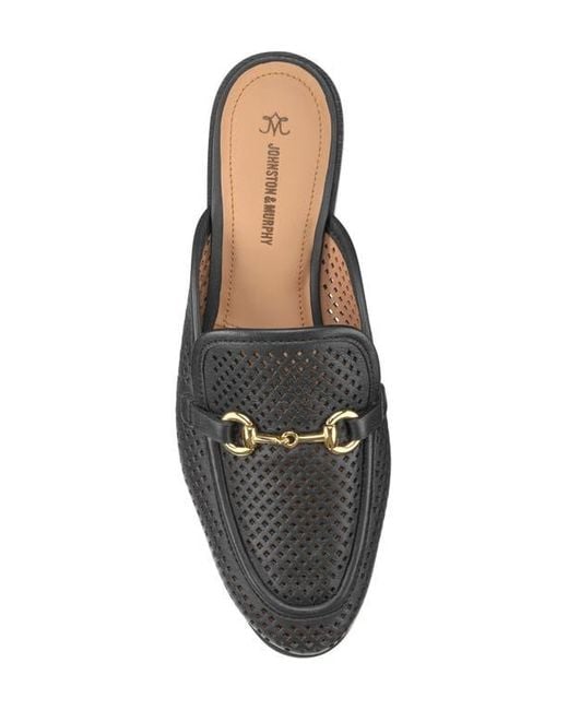 Johnston & Murphy Black Ali Perforated Bit Mule