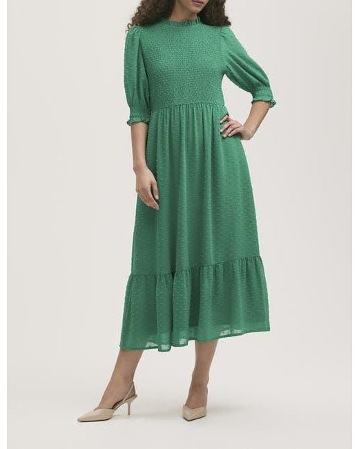 Finery London Women's Green Amelia 3/4 Sleeve Chiffon Midi Dress