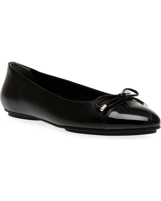 Anne Klein Black Luci Cap Toe Ballet Flat