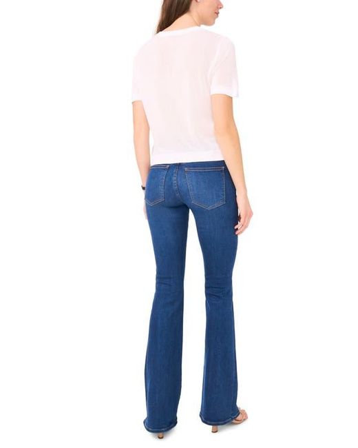 Halogen® Blue Short Sleeve Button-Up Sweater