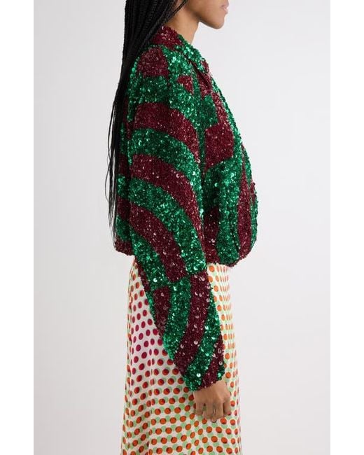 Dries Van Noten Red Abstract Sequin Jacket