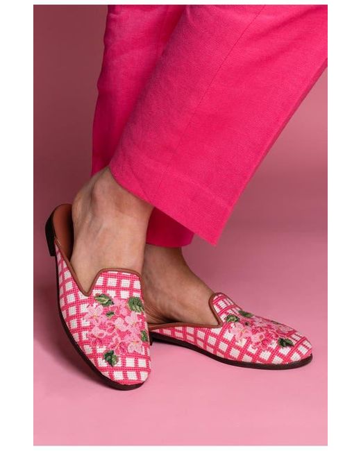 PAIGE Pink Needlepoint Hydrangea Mule