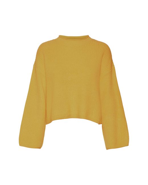 Vero Moda Yellow Sayla Rib Crop Sweater