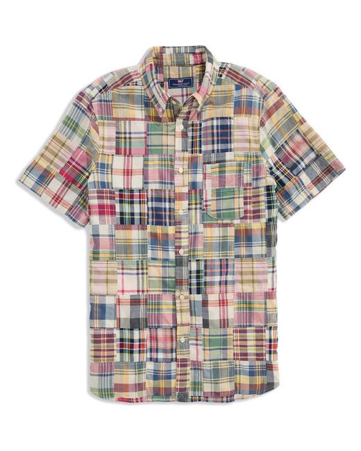 Vineyard Vines Gray Patchwork Madras Button Down Shirt for men