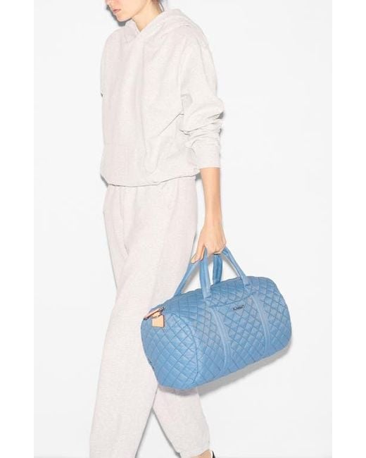 MZ Wallace Blue Morgan Quilted Nylon Duffle Bag