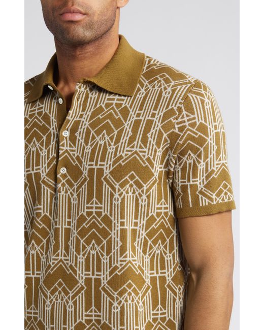 Billy Reid Green Stained Glass Cotton Sweater Polo for men