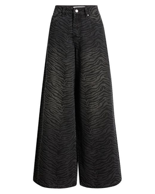 PTCL Black Viola Zebra Print High Waist Baggy Jeans